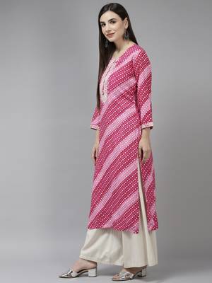 Pink embroidered rayon kurtas-and-kurtis 2