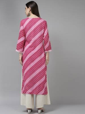 Pink embroidered rayon kurtas-and-kurtis 3