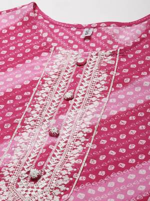 Pink embroidered rayon kurtas-and-kurtis 4