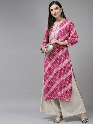 Pink embroidered rayon kurtas-and-kurtis 5