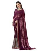 Red woven georgette saree with blouse