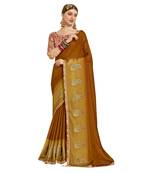 Gold woven chiffon saree with blouse