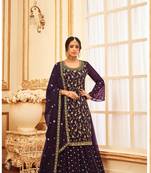 Wine Heavy Jari,Sequance Embroidery Work Georgette unstitched Long Length Kameez Plazzo cotton salwar suit