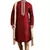 Maroon embroidered art dupion silk kurta-pajama