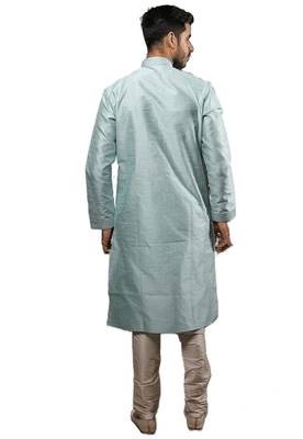 Grey embroidered art dupion silk kurta-pajama 3
