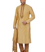Gold embroidered art dupion silk kurta-pajama
