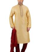 Gold embroidered art dupion silk kurta-pajama