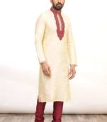 Gold embroidered art dupion silk kurta-pajama