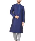 Blue embroidered art dupion silk kurta-pajama