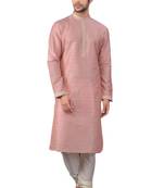 Pink embroidered art dupion silk kurta-pajama