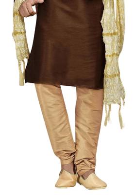 Brown embroidered art dupion silk kurta-pajama 3