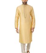 Gold embroidered art dupion silk kurta-pajama