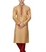 Gold embroidered art dupion silk kurta-pajama