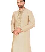 Gold embroidered art dupion silk kurta-pajama