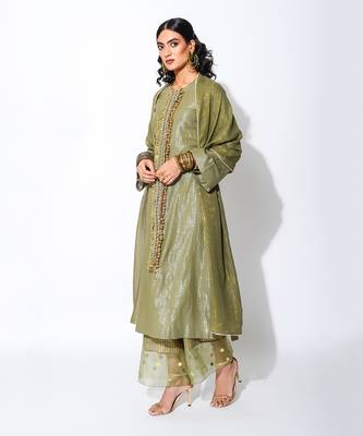 olive straight kurta set 2