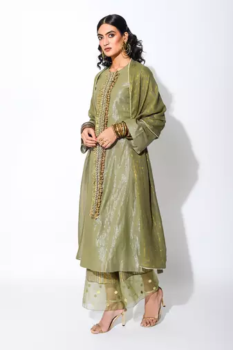olive straight kurta set