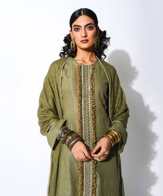 olive straight kurta set 4