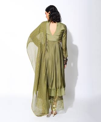 olive short Anarkali Set 3