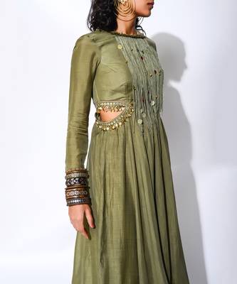 olive short Anarkali Set 4