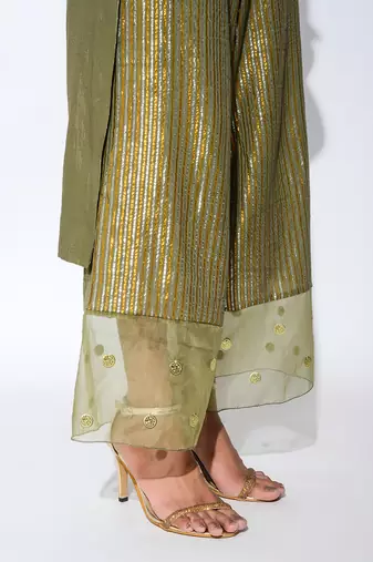 olive short Anarkali Set