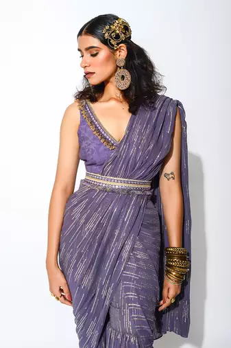 dazzle pant saree set