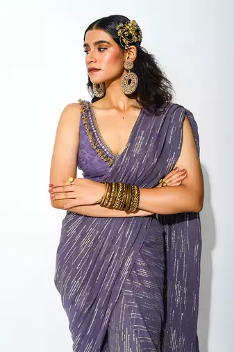 dazzle pant saree set