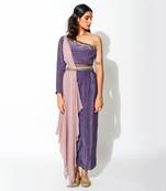 Purple Crepe Co ord Set