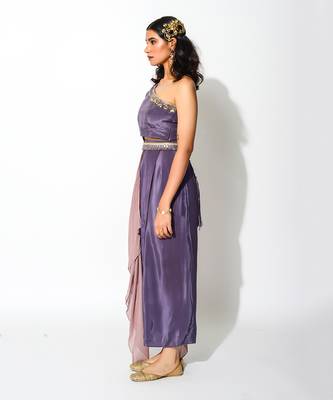 Purple Crepe Co ord Set 2