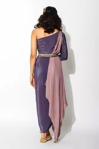 Purple Crepe Co ord Set