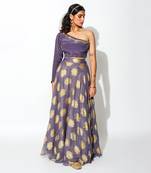 Purple Foiling Georgette  Taxo Blouse & Lehenga Set