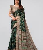 Black printed chiffon saree with blouse