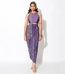 Mauve Crepe Embroidered Skirt Set