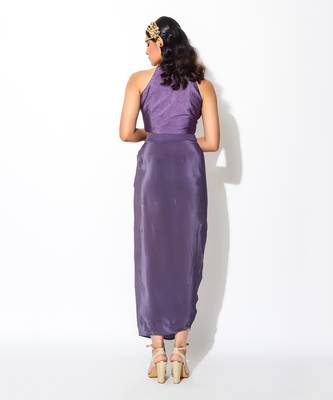 Mauve Crepe Embroidered Skirt Set 4