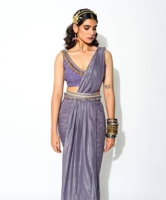 Mauve Drapes Saree 2