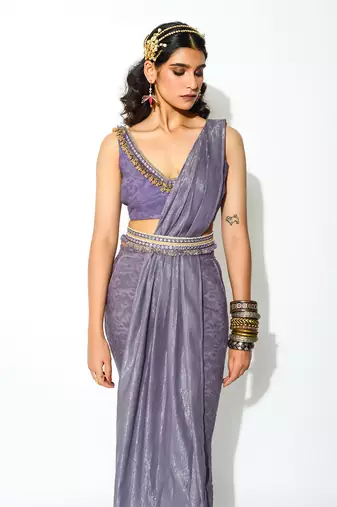 Mauve Drapes Saree