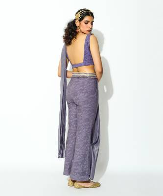 Mauve Drapes Saree 3