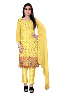 Yellow embroidered chanderi salwar 1