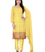 Yellow embroidered chanderi salwar