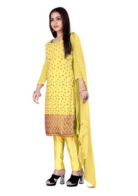 Yellow embroidered chanderi salwar 2
