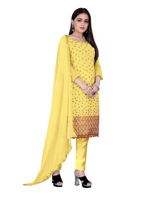 Yellow embroidered chanderi salwar 4