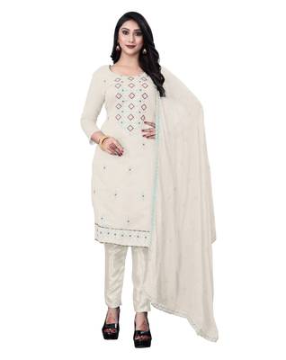 Beige embroidered chanderi salwar 1