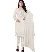 Beige embroidered chanderi salwar