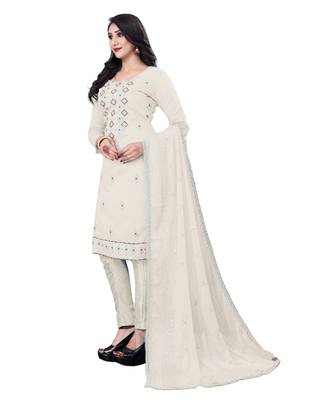 Beige embroidered chanderi salwar 2