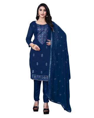Blue embroidered chanderi salwar 1