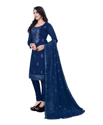 Blue embroidered chanderi salwar 2