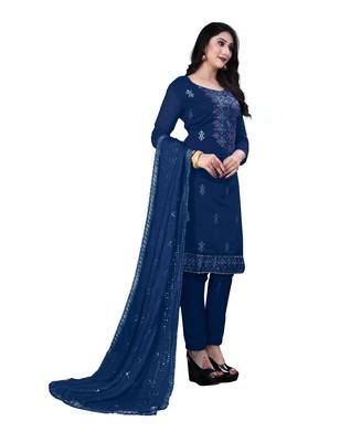 Blue embroidered chanderi salwar 4