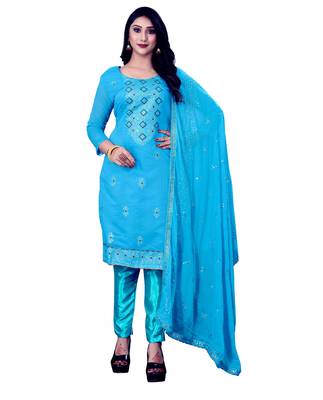 Blue embroidered chanderi salwar 1