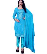 Blue embroidered chanderi salwar