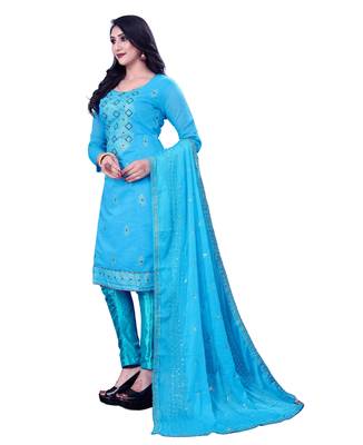 Blue embroidered chanderi salwar 2