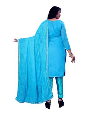 Blue embroidered chanderi salwar 3